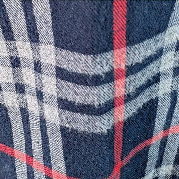 Maison Coupe L Red Navy Blue Flannel Shirt Gorpcore Split Back Grunge Pockets - Picture 5 of 7